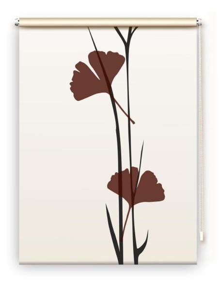Rollo Ginkgo tone – coffee, Motivrollo, Rollo mit Druck, Fotorollo, bedrucktes Rollo, Fensterrollo,verdunkelndes Rollo, Sonnenschutz Rollo